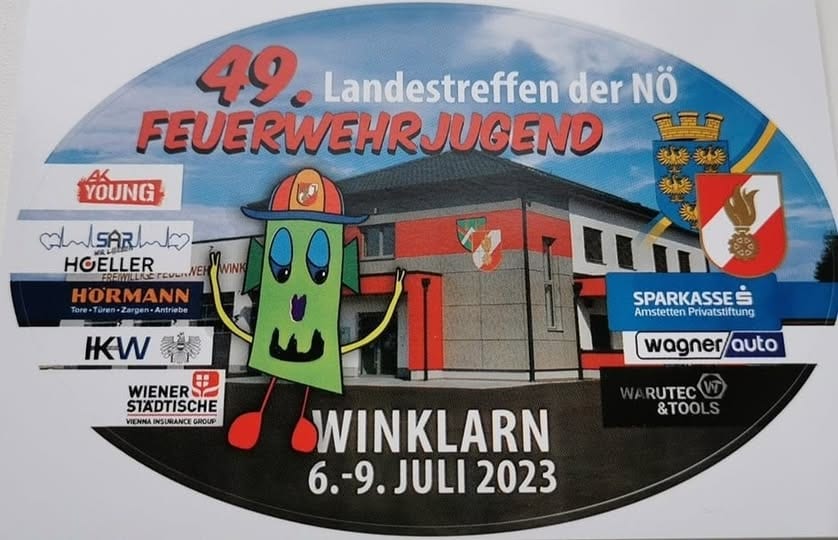 Logo des 49. Landestreffens der NÖ Feuerwehrjugend, Winklarn 6. bis 9. Juli 2023